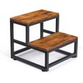 thumbnail image 1 of 2 Step Stool for Adults Kids, Heavy Duty Sturdy Steel Frame with Wooden Steps, Bedside Foot Stool with 500lbs Load Capacity, Non-Slip Step Stool for High Bed, Kitchen, RV Step - Rustic Brown, 1 of 16