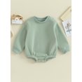 thumbnail image 2 of Pudcoco Infant Baby Fall Fleece Jumpsuit Solid Color Round Neck Long Sleeve Sweatshirt Romper Toddler Clothes, 2 of 9