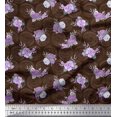 thumbnail image 1 of Soimoi Brown Moss Georgette Fabric Circle & Peony Floral Fabric Prints By Yard 44 Inch Wide, 1 of 5