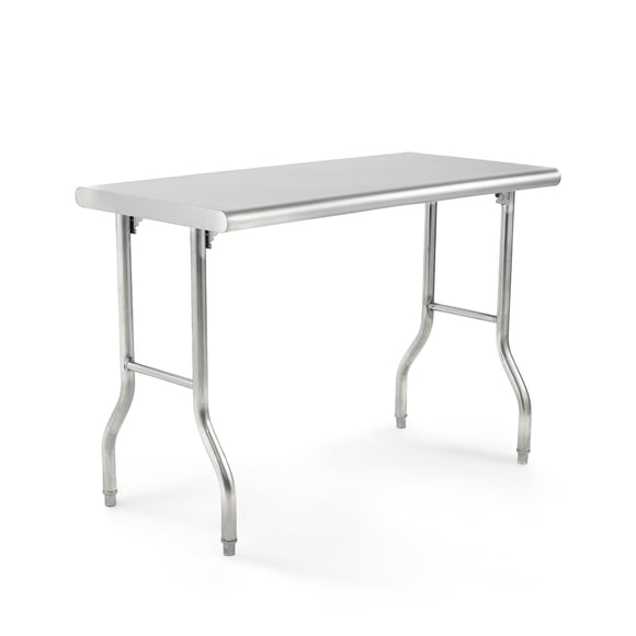 Heavy-Duty Stainless Steel Folding Table – 48x24 Inch Commercial Prep Table with Adjustable Leveling Feet – Portable Workstation for Kitchen, Catering, Home, or Game Rooms
