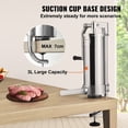 thumbnail image 2 of KFFKFF Machine à Saucisses, 5 Lb/3 L, en Acier Inoxydable 304, Conception Verticale, Comprend 3 Embouts de Remplissage, Base à Succion et Manivelle, Convient à la Maison Ou aux Entreprises, 2 of 9