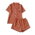 thumbnail image 1 of cfhntfmh Womens Pajama Sets Pj Set Cute Heart Print Short Sleeve Button down Shirt with Shorts 2 Piece Pjs Set, 1 of 4