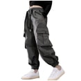 thumbnail image 4 of Spring Saving! HVOBTTY Kid's Long Straight Leg Cargo Pants, Children's Pants Spring Product Solid Color Work Pants with Multiple Pockets Loose Pants for Boys and Gray, 13 Years, 4 of 4