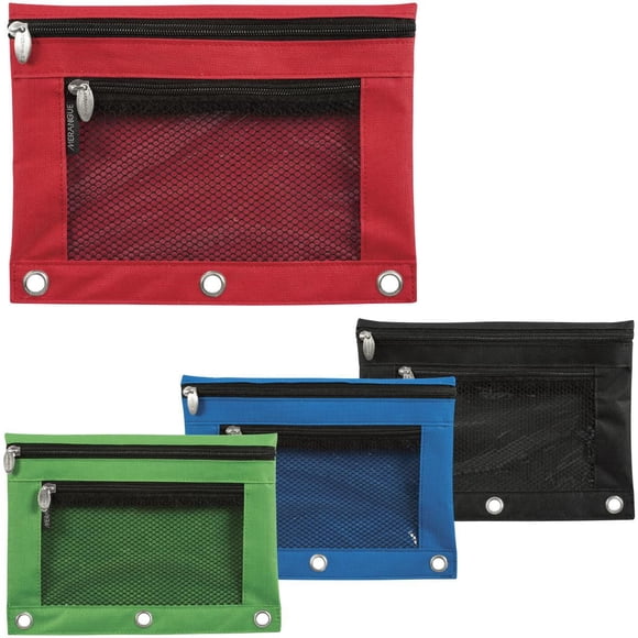 Exterior Mesh Pocket 3 Ring Pouch, 4 Pack