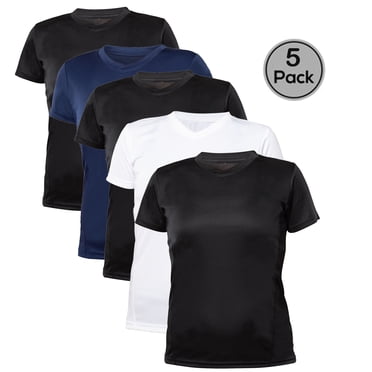 Blank Activewear Lot de 5 T-Shirts pour Femmes, Tissu de Performance à Séchage Rapide