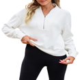 thumbnail image 4 of Solid Color Stand Collar Zipper Women‘s Loose Sweatshirt, 4 of 9