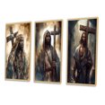 thumbnail image 3 of Designart "Jesus with Cross in Black III" Religious Landscape Framed Wall Art Set Of 3 - Black Religious Landscape Frame Gallery Wall Set For Home Decor, 3 of 6