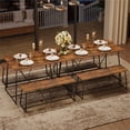 thumbnail image 2 of Pinmoco 3pcs Dining Table Set with 2 Benches Rustic Dining Room Table Set, 2 of 8