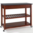 thumbnail image 1 of Crosley 2 Drawer Black Granite Top Kitchen Cart in Cherry, 1 of 8
