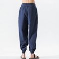 thumbnail image 3 of Birdeem Pantalon Homme et Lin Couleur Unie avec Poches et Cordon de Serrage, 3 of 3
