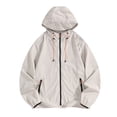 thumbnail image 1 of Maqroz Veste de Soleil pour Homme UPF 50++ à Capuche à Fermeture Éclair Intégrale Protection UV SPF Rafraîchissante Légère avec Poches Été Ajustable Séchage Rapide Veste de Sport de Piste Randonnée Pêche Plein Air Beige TTG, 1 of 4