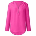 thumbnail image 4 of TIMIFIS Mode Automne pour Femmes Chemises d'Été à Manches Longues pour Femmes Tunique Décontractée à Fermeture Éclair Col en V Blouse à Manches Roulables Hauts Blouses pour Femmes, 4 of 6