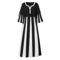 thumbnail image 4 of EQWLJWE Robes d'Été pour Femmes 2023 Mode d'Été pour Femmes Décontractée à Rayures Imprimées Manches Mi-Longues Robe Midi Ample, 4 of 5