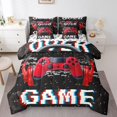 thumbnail image 1 of Ensemble de couette casque de jeu rouge 7 Pcs dans un sac Simple, Ensembles de literie joueur PC Ensemble de Draps de jeu vidéo avec couette, 1 of 5