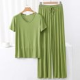 thumbnail image 1 of Weiqiqre Ensemble de Pyjama en Satin pour Femmes Pyjamas Rafraîchissants Ensembles d'Été Assortis Manches Courtes Ensemble de Détente Femmes, 1 of 3