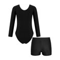 thumbnail image 2 of Loodgao Justaucorps de Danse et Gymnastique pour Filles Manches Longues Col Rond avec Short Bleu Vert 6, 2 of 6