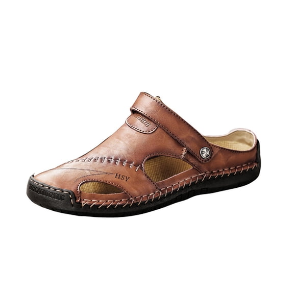 Men's Sandals Casual Leather Summer Breathable Outdoor Beach Shoes for Men - Lightweight Comfortable Walking Footwear