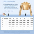 thumbnail image 5 of RUNQHUI Enfants Filles Col Roulé Métallique Danse Crop Top Paillettes Manches Longues pour Danse Raves Festivals Sports Argent 16, 5 of 5