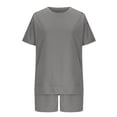 thumbnail image 3 of AherBiu Womens Short Sweatsuits Short Sleeve Side Slit Pullover Tops with Sweatshorts 2 Piece Summer Workout Sets, 3 of 6
