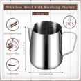 thumbnail image 4 of 4 Pcs Milk Frothing Pitcher Espresso Steaming Pitchers 12 Oz Stainless Steel Milk Frother Cup Milk Frother Steamer Cup, 4 of 7