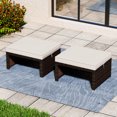 thumbnail image 2 of Costway 2 PCS Patio PE Rattan Ottomans Outdoor Footstool Footrest White, 2 of 9