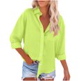 thumbnail image 1 of Timegard Chemises Boutonnées pour Femmes en Coton et Lin, Blouse à Col à Revers, Légère, Automne, Décontractée, Ample, 1 of 5