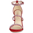 thumbnail image 2 of BLISSFUL STEP Women's Shoes Rhinestone Stiletto Heel Ankle Strap Sandals Red 7, 2 of 8