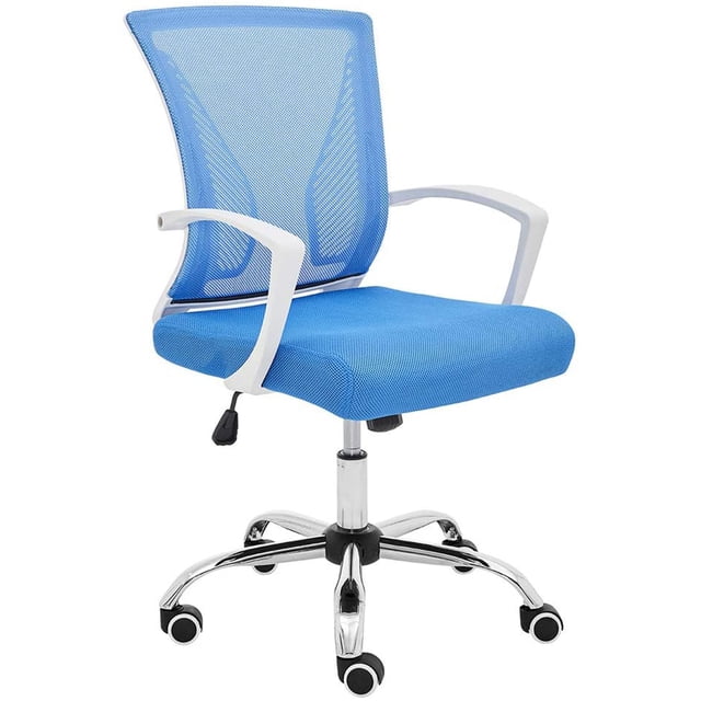 Modern Home Zuna Ergonomic Mesh Mid Back Office Chair, White & Blue