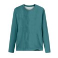 thumbnail image 4 of IROINID Deals T-Shirt à Manches Longues en Polyester pour Femmes Confortable Col Rond Uni T-Shirt Ample Blouse Tops, Vert, 4 of 4