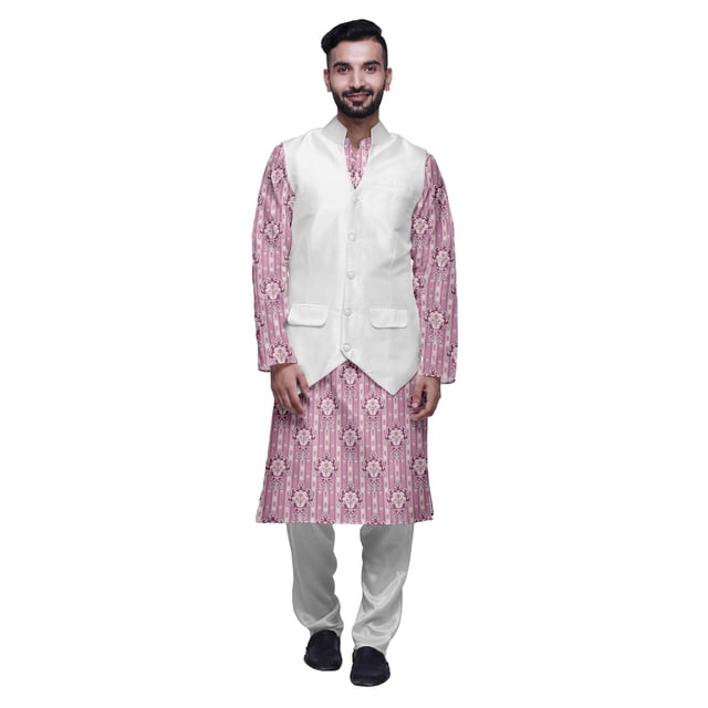 Atasi Ensemble Kurta Pyjama Imprimé Veste Col Mandarin Chemise Ethnique Traditionnelle