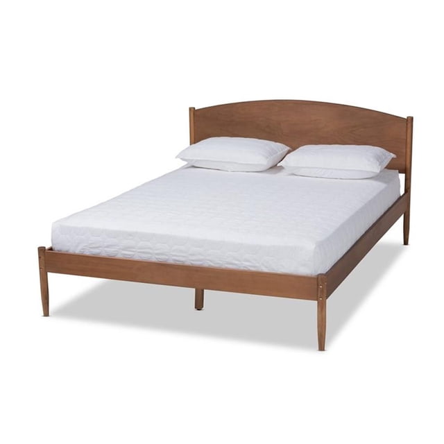 Baxton Studio Leanora Lit Plateforme en Bois Fini Brun Cendre Format Double
