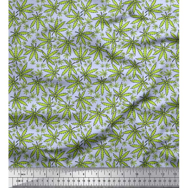 Soimoi Poly Georgette Fabric Chestnut Leaves Print Sewing Fabric Yard 42 Inch Wide
