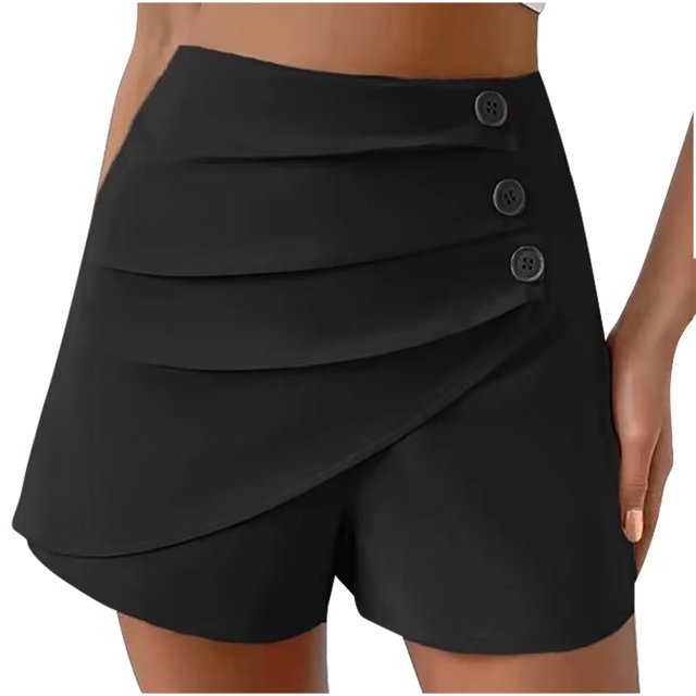 Timegard Shorts for Women High Waist Ruched Button Comfy Solid Color Casual Shorts Summer Fashion