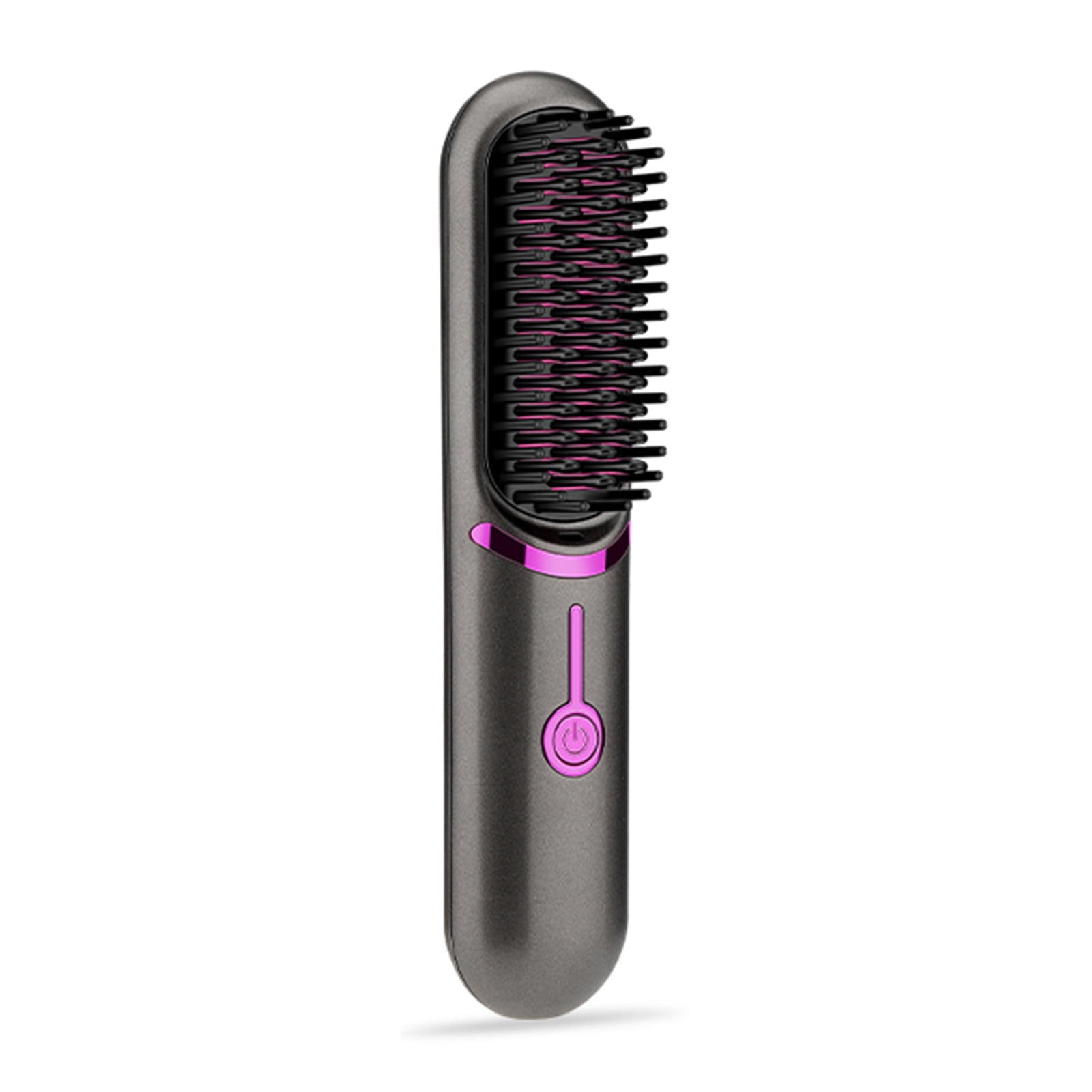 Graflsoa USB Rechargeable Hair Straightener Brush with 3 Heat Settings, Dual-Purpose Styling Tool for Straightening and Curling, Compact Design, Gray - Model JK608