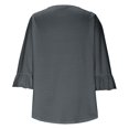 thumbnail image 4 of Plebaso Hauts d'Été pour Femmes à Volants Manches 3/4 Col Rond Chemises Plissées Décontractées Amples Tuniques Blouses, 4 of 6