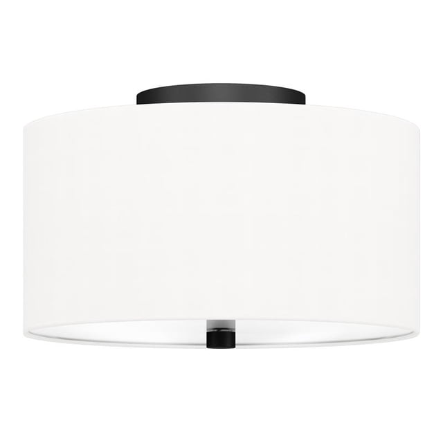Henn&Hart 12" Matte Black Metal/Fabric Semi Flush Mount