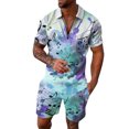 thumbnail image 1 of Ensemble POLO à Manches Courtes et Shorts d'Été pour Hommes, Mode Imprimée, Chandail à Col Rabattu, Shorts Décontractés, T-Shirt Hawaïen de Plage, 1 of 5