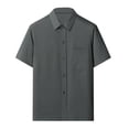 thumbnail image 1 of SROBPTY Haut d'Été pour Homme, Chemises à Manches Courtes pour Hommes, Mode Homme Confortable Uni à Manches Courtes Col Rabattu Régulier Décontracté Gris Foncé, TTG, 1 of 3