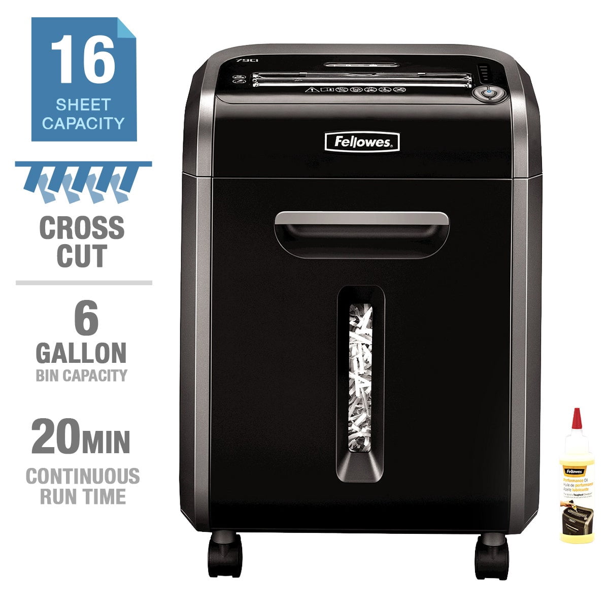 Fellowes Powershred 79Ci déchiqueteuse à coupe croisée de 16 feuilles