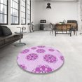thumbnail image 4 of Ahgly Tapis Rond Lavable en Machine Intérieur Transitionnel Fleur Rose, 4 Pieds Rond, 4 of 7