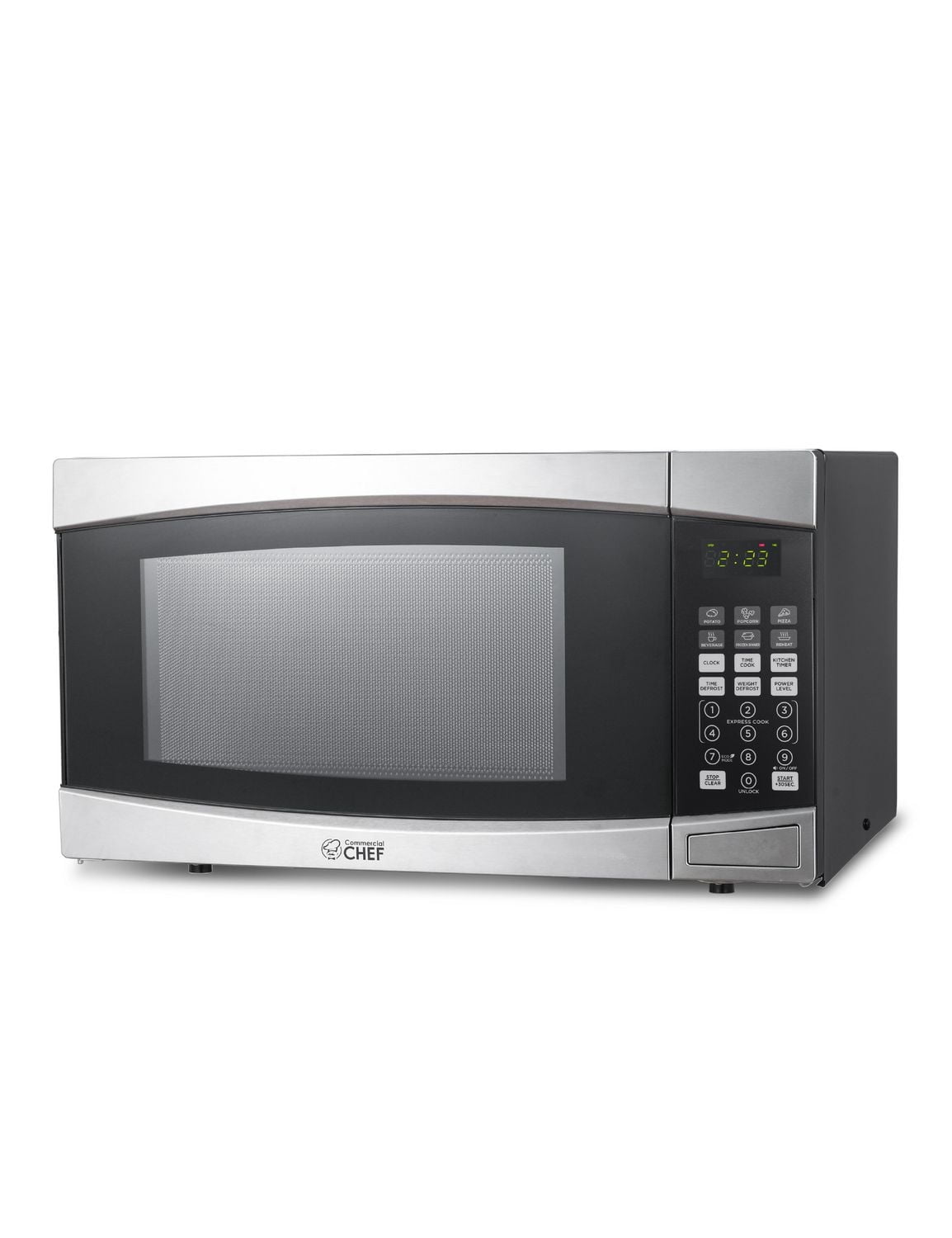 Commercial Chef 1.4 Cubic Foot Microwave with 10 Power Levels, Small Microwave with Push Button, 1100 Watt Microwave with Digital Control Panels