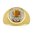 thumbnail image 1 of RYLOS Men's Rings 14K Yellow Gold Designer Gypsy 7MM Round Gemstone & Diamond Ring Tiger Eye November Birthstone Size 13, 1 of 6
