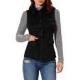 thumbnail image 1 of INSPIRE CHIC Women's Utility Cargo Vest Button Front Sleeveless Faux Suede Jacket with Pockets S Black, 1 of 7