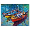 thumbnail image 1 of Designart Three Fishing Boat Oil Painting Canvas Wall Art, 1 of 4