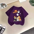 thumbnail image 2 of HNMKIU T-Shirt d'Été Décontracté pour Filles avec Imprimé Graphique Mignon, Col Rond, Manches Courtes, T-Shirt Confortable pour Enfants, Violet, 5-6 Ans, 2 of 4