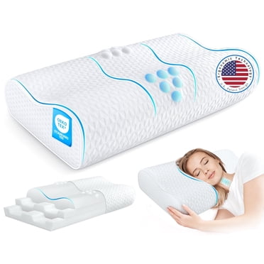 Oreiller de Lit, Oreiller Cervical pour Soulager la Douleur au Cou, Oreiller Cervical en Mousse Mémoire pour Dormir, Oreiller Contour Rafraîchissant pour Dormeur Latéral, Oreiller Orthopédique Sandwich Ajustable