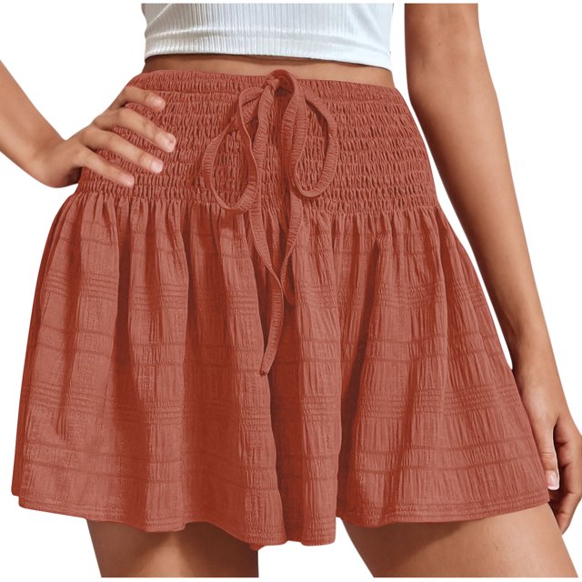 Summer Clearance 2025! Womens Plus Size Pants,Women's Summer Fashion Solid Color Drawstring Shorts