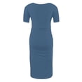 thumbnail image 4 of yoeyez Liquidation de Vêtements de Maternité Robe Grande Taille Femme Manches Courtes Col Rond Robe Simple Shower de Bébé Tenue Quotidienne Robe Soleil Robe Moulante Froncée Midi Robes Ajustées Bleu Marine,P, 4 of 7