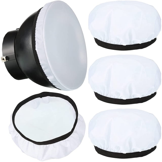 4 Pcs 7"/18cm Light Diffuser Sock Soft White Cloth Diffuser Lamp Cover Lampshade Reflector, Fit for 5.5" to 7" Studio Strobe Reflectors Video Shooting Ring Light Flash Wedding Photography