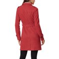 thumbnail image 3 of INSPIRE CHIC Manteau Trench en Faux Suède à Revers Crantés, Double Boutonnage, pour Femme, TP, Rouge, 3 of 6